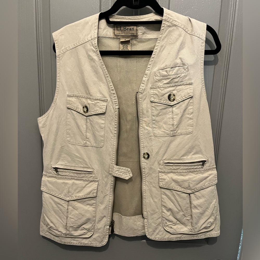 L.L. Bean Cream Outdoor Utility Vest